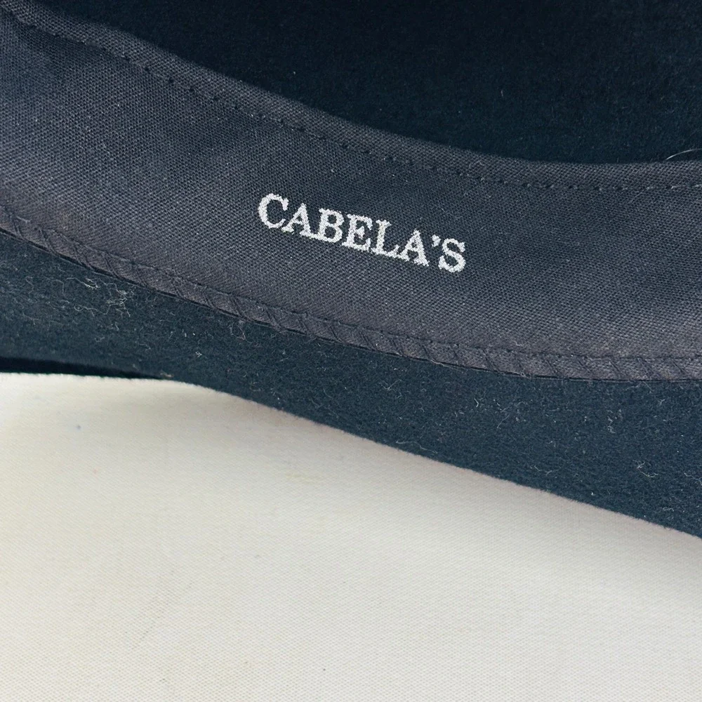 Cabela's Original Lite Felt Hat Mens L Black Wool Packable Water Repellent USA
